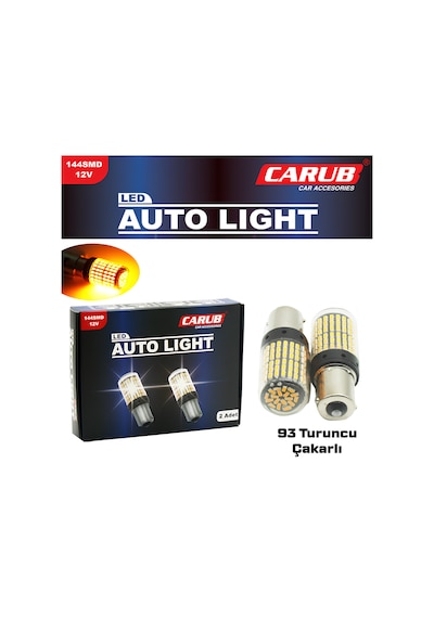 12v 93 Ampul 144 Led Düz Çakarlı Şeffaf Turuncu Ampul 144 Led