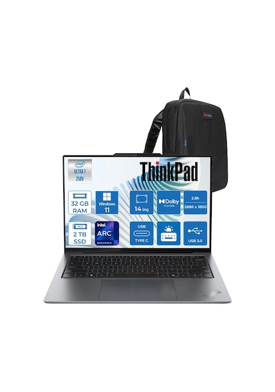 Lenovo ThinkPad X9-14 Gen 1 Aura Edition 21QA0025TX04 Ultra 7 258V 32 GB 2 TB SSD 14" W11P Dizüstü Bilgisayar + Zetta Çanta