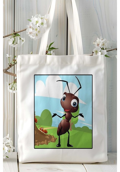 Art Hediye Karınca Baskılı Omuz Çanta Kişiye Özel Model 1 Çok Renkli
