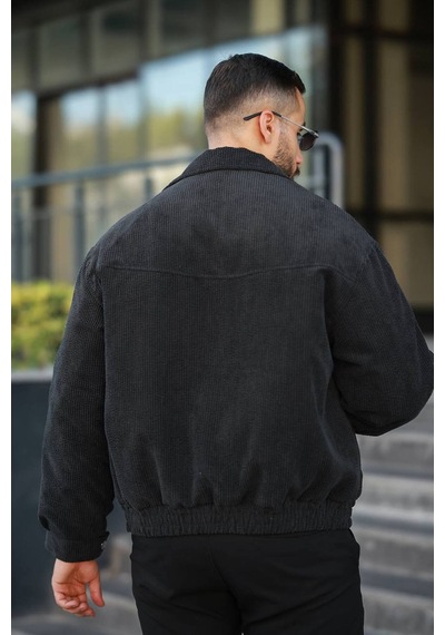 Tasarım Oversize İçi Kapitone Dolgulu Kadife Ceket Siyah Kadife