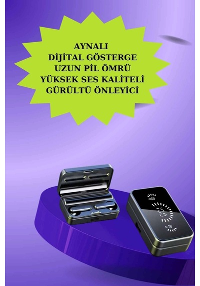 Mey İthalat Powerbank Aynalı Bluetooth Kulaklık Ve Akıllı Saat Seti Anc Özelliği Dokunamatik