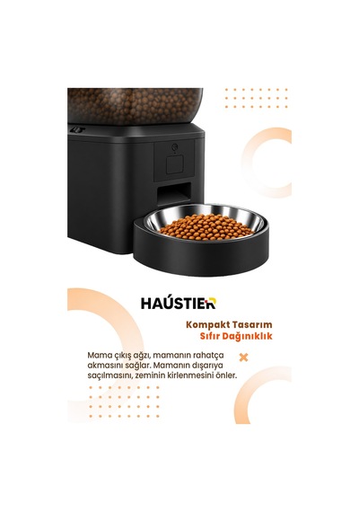 Qq023 Akıllı Kedi Mama Kabı, ,4lt Hazne,tuya App-wifi Uzaktan Kontrol, Metal Kase