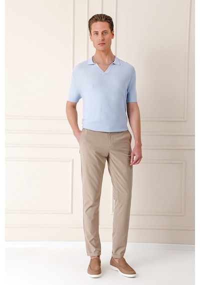 Efor Slim Fit Polo Yaka Kısa Kol %100 Pamuk Mavi Triko Tr 868 Mavi