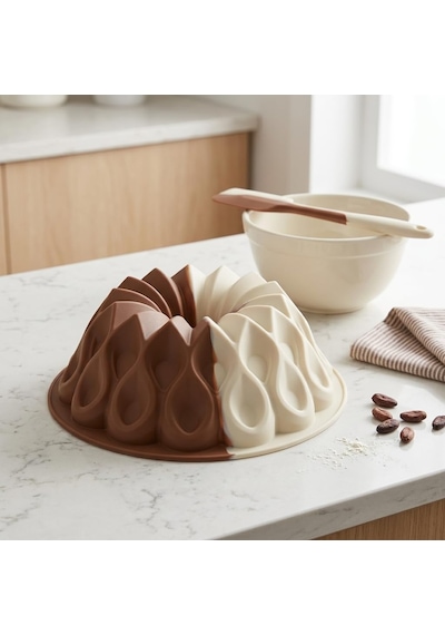 Deconox Kafes Tasarımlı Silikon Kek Kalıbı - Yüksek Isıya Dayanıklı, Yapışmaz Ve Esnek Pasta Kalıbı 22x8 Cm Diğer