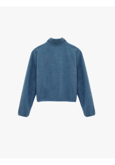 Koton Dik Yaka Uzun Kollu Cepli Fermuarlı Oversize Peluş Bomber Ceket Mavi 6wmg60027ık Koton Dik Yaka Uzun Kollu Cepli Fermuarlı Oversize Peluş Bomber Ceket Mavi 6wmg60027ık