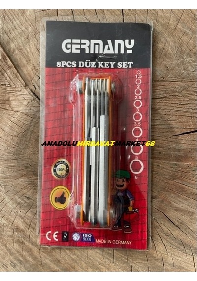 German Crv Çelik Alyan Takımı Allen Anahtar Alyan Seti 8pcs