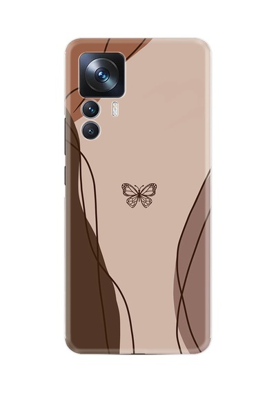 Xiaomi Mi 12t Pro Kılıf Boutique Baskılı Resimli Kahve Kelebek Pcode -038