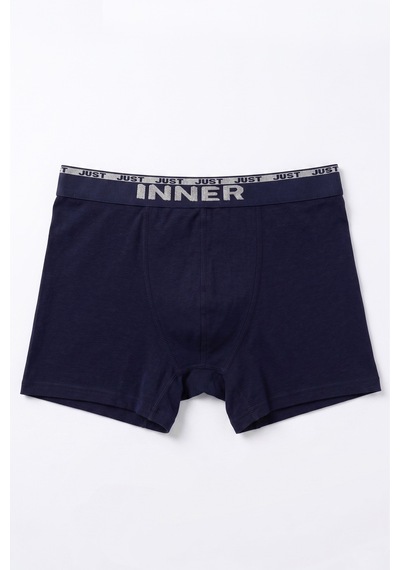 Just Inner Erkek Pamuklu Boxer Kabartma Bel Lastikli İç Giyim Konforu 135001 Lacivert