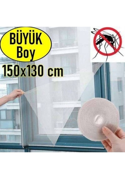 Kesilebilir Pencere Sinekliği Cırt Bantlı Yapışkanlı Çıkarılabilir Tül Sineklik 150cm X 130cm Cam