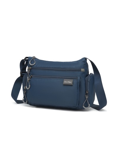 Smart Bags Lacivert Orta Boy Çok Cepli Su Geçirmez Ultra Hafif Kumaş Kadın Çapraz Çanta