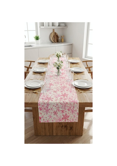 %100 Pamuk Özel Desenli Dikdörtgen Runner 40x150 Pembe - 900653985 Pembe