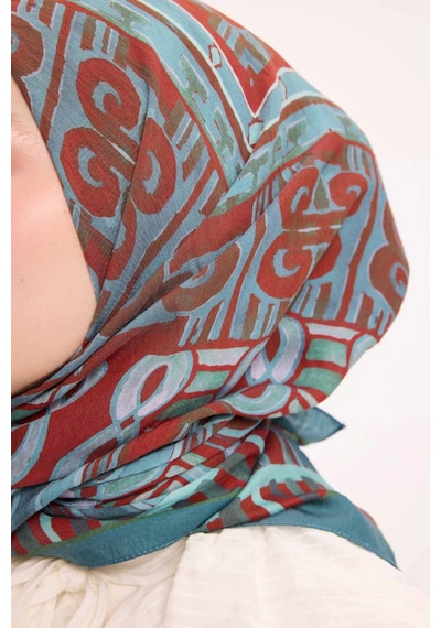 Silk Home Dört Mevsim Antik Motif Viskon Velora Eşarp 6420 Koyu Cam Göbeği