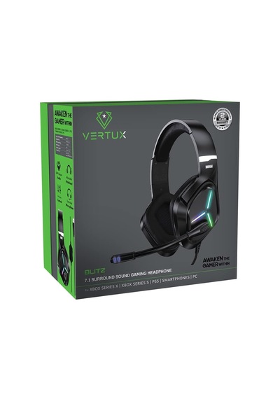 Oyuncu Kulaklık Stereo 7.1 Surround Kablolu Kulaküstü - Vertux Blıtz Siyah