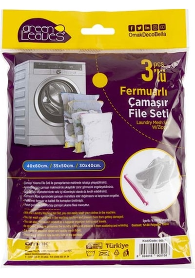 3 Adet Çamaşır Yıkama Filesi Renkli Fermuarlı 2 Tr Diğer