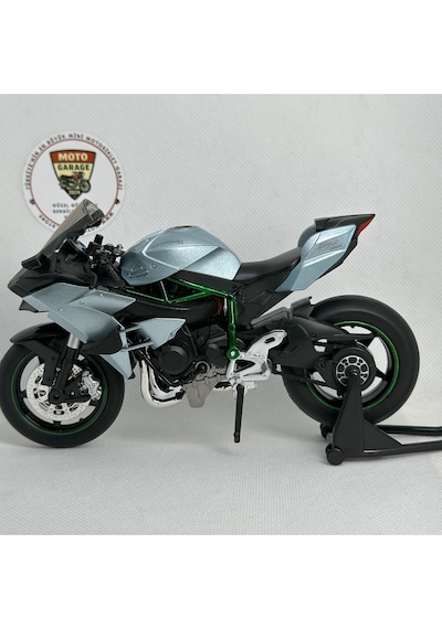 Kawasaki Ninja H2 1:12 Diecast Sesli Işıklı Motosiklet Modeli - Gri Karbon