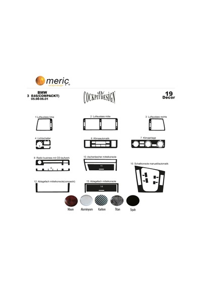Meriç® Bmw 3 Seri E46 Compackt Ön Torpido Kaplama 19 P. 1998-2001 (530155938)