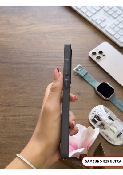 Samsung Galaxy S23 Ultra Uyumlu Süper İnce Mat Ultra Thin Silikon Kılıf Buzlu Siyah