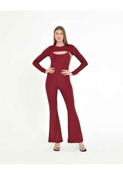 Kesik Detaylı Fit Takım - Şıklığın Yeni Hali Bordo