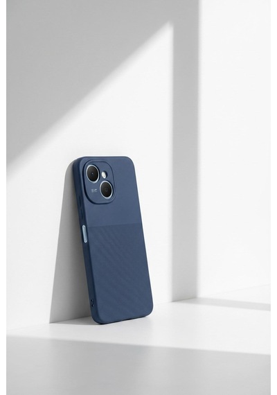 Tecno Spark 40c / Pop 10 Pro Uyumlu Kamera Korumalı Silikon Telefon Kılıfı Darbe Emici İçi Kadife Tırtıklı Kaymaz Yüzeyli Yumuşak Kılıf-54287 Lacivert