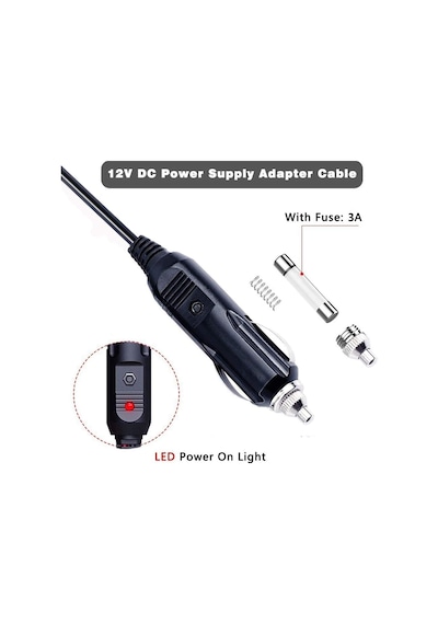 12v 2a Spiral Kablolu Çakmak Şarj Aleti 5.5x2.5mm Uçlu Sigortalı Çok Amaçlı Oto Çakmak Adaptörü