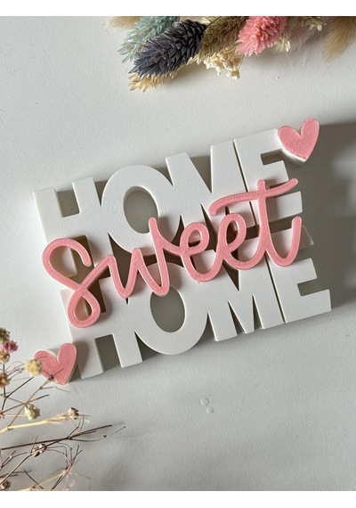 Home Sweet Home Dekoratif Masaüstü Obje - Ev Aksesuarı, Modern Raf Ve Kitaplık Dekoru, Pembe & Beyaz Estetik Ev Hedi Diğer