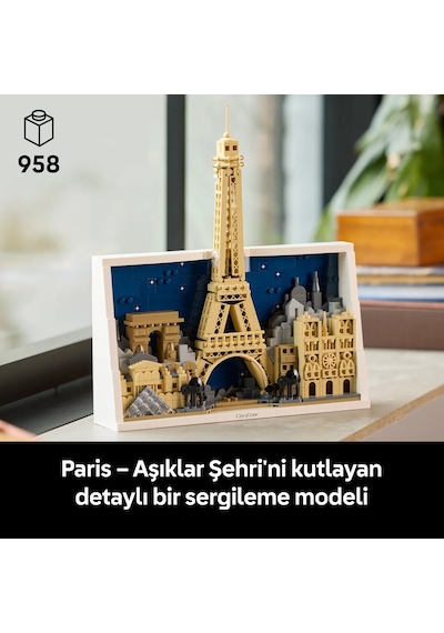 LEGO® Architecture Paris – Aşıklar Şehri 21064 – Yetişkinler için 4 Mimari Simge İçeren Dekoratif Model Yapım Seti (958 Parça)