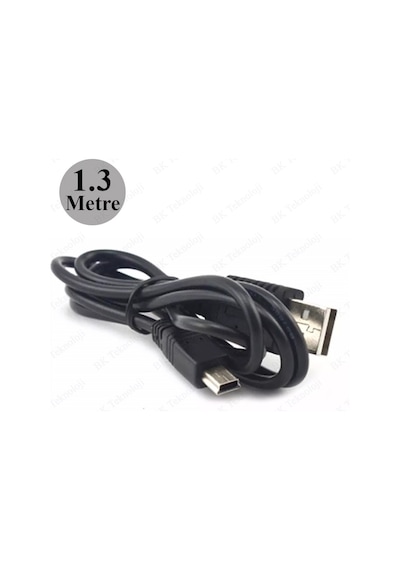 USB 2.0 Erkek to Mini USB Erkek Veri Şarj Kablosu 1.3 Metre