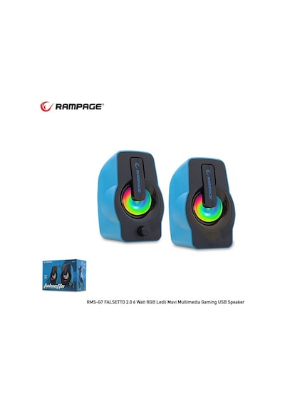 Rampage  Rms-G7 Falsetto 1+1 Usb Mavi 6W Hoparlör  Rgb Ledli