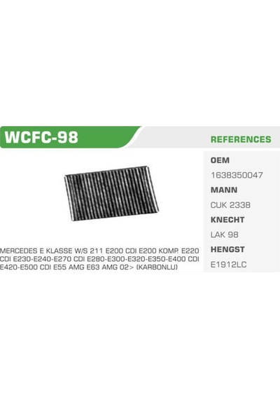 WINKEL WCFC-98 Polen Filtresi Mercedes W163 98-05 Karbonlu
