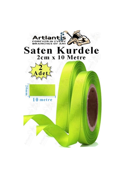 Açık Yeşil Kurdele Saten 2 Cm 10 Metre 2 Adet Saten Kurdela Parlak Hediye Ve Süsleme Şeridi Süs Paketleme Çiçek Saç El