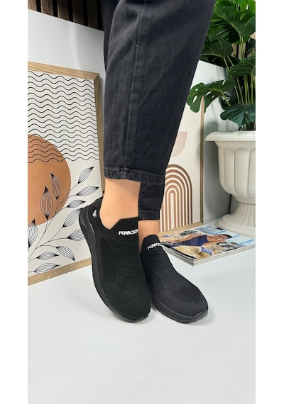 Günlük Unisex Sneaker Slip-on Nefes Alabilen Hafif Yürüyüş Bağcıksız Esnek Spor Ayakkabı 041f Siyah