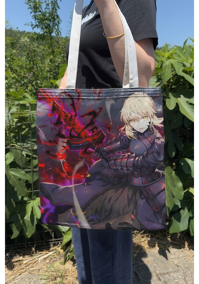 Zipzap Fate V4 Yazlık Kışlık Çift Taraflı Kanvas Baskı Bez Çanta Anime Çantası