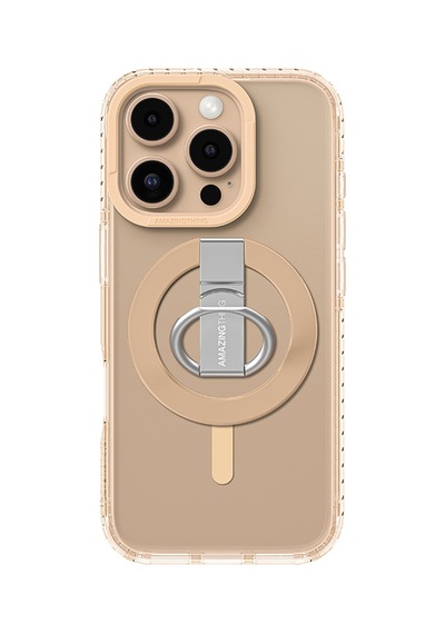 Apple Uyumlu iPhone 16 Pro Max Kılıf Magsafe Özellikli Yüzük Standlı Amazingthing Titan Pro Serisi Rose Gold