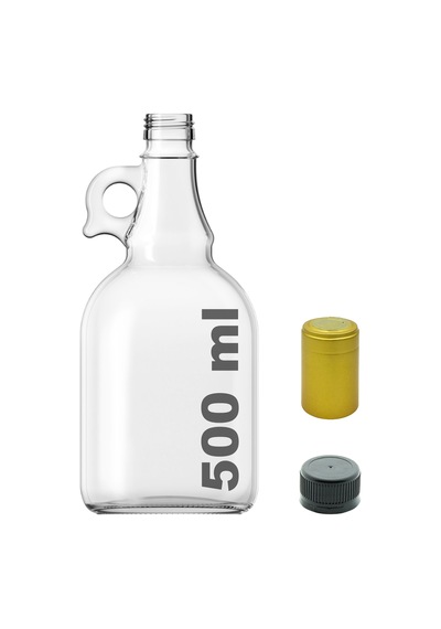 Afracam Galon Şeffaf 500 ML Kilitli Kapaklı ve Kapüşonlu Boş Cam Şişe