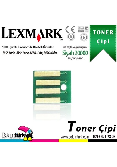 Lexmark 505U / 50F5U00 / Ms510 / Ms610 Toner Çipi 20K 550354653