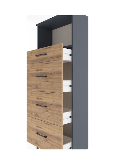 Arges Dolap Tek Raflı 4 Çekmeceli 60x30x163 Antrasit-çam Antrasit