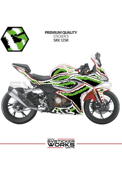 Rks Srk 125r - 250rs Kaplama Sticker Air Brush Motor Kaplama Modeli Hazır Kit Tüm Yıllar Uyumlu Yeşil