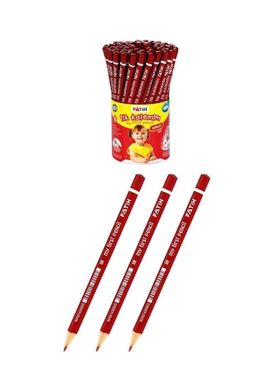 Jumbo Kırmızı Kalem 3 Adet Kırmızı Başlık Kalemi Üçgen Kırmızı Renk Kurşun Kalem İlk Kalemim Kırmızı