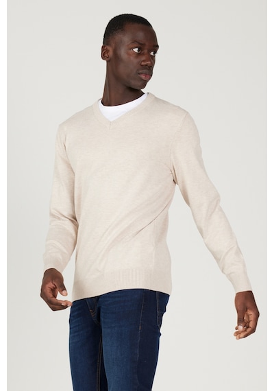 AC&Co / Altınyıldız Classics Erkek Bej Melanj Standart Fit Normal Kesim V Yaka Triko Kazak Bej Melanj AC&Co / Altınyıldız Classics Erkek Bej Melanj Standart Fit Normal Kesim V Yaka Triko Kazak Bej Melanj