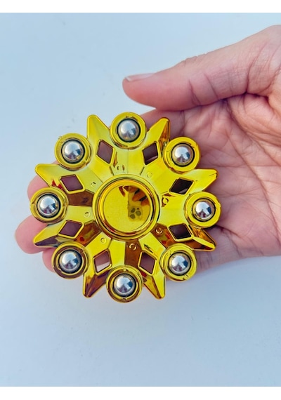 Metal Stres Çarkı Sarı 4 Farklı Desen Fidget Spinner Stres Atıcı Ve Rahatlatıcı Stres Çarkı