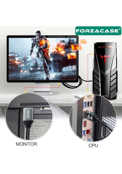 Forzacase Fc749 8k 60hz / 4k 144hz Görüntü Aktarıcı Kablo Dp To Dp 1.5m