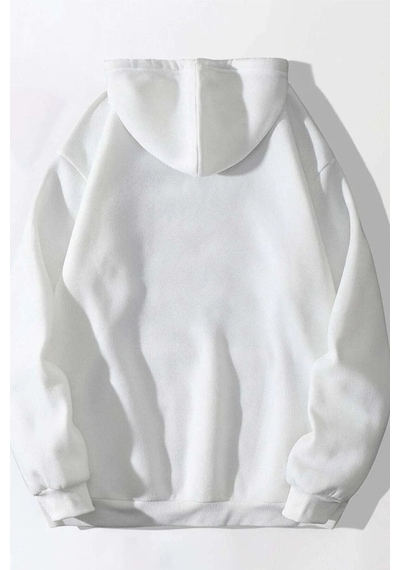 Altamira Unisex Beyaz Chicago Baskılı Oversize Kapşonlu Sweatshirt 001