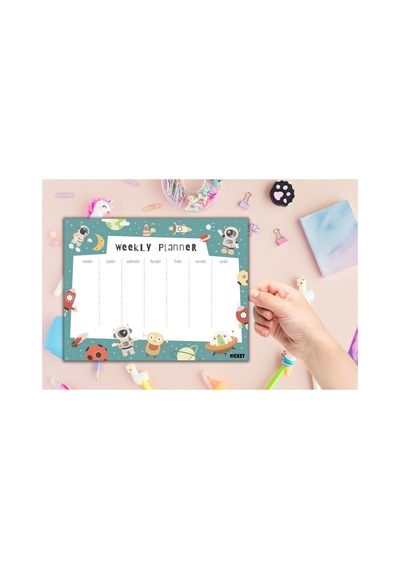 Çocuk Haftalık Planlayıcı - A4 - 30 Yaprak - Öğrenci Planlayıcı - Okul Planlayıcı - Ders Programı - 0602 Çok Renkli