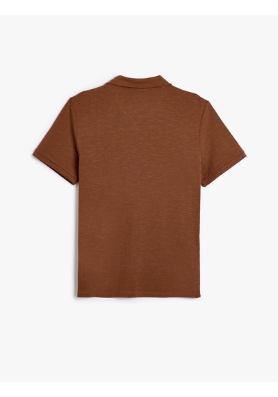 Koton Polo Yaka Tişört Kısa Kollu Pamuklu Kahverengi 4sam11035hk Kahverengi