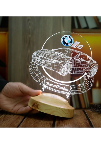 Bmw İ8 Tutkunlarına Özel 3d Kişiye Özel Led Lamba Bmw İ8 Araba Hediyesi - 2014 2020