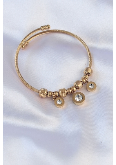 Ezoconcept 316l Çelik Gold Renk Zirkon Taşlı Model Charm Bileklik