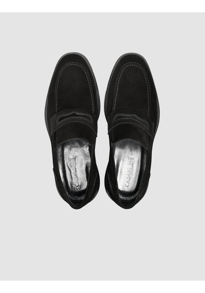 Cabani Süet Hakiki Deri Siyah Erkek Loafer Siyah