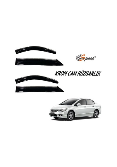 Space Honda Civic Uyumlu Krom Cam Rüzgarlığı 2016-2021 Caru411 O A144112021