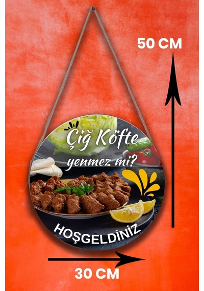 Çiğ Köfte Salonu Için Duvar, Kapı, Çift Taraflı Askılı Pano Karşılama Tabelası, Restoran Süs Dekor