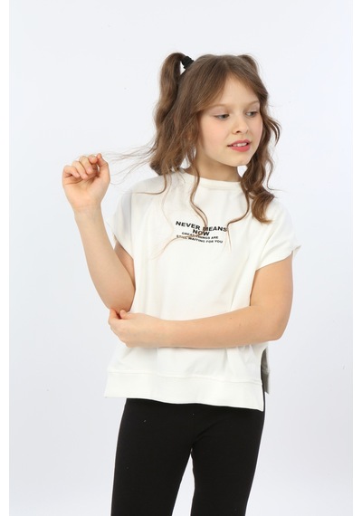 Toontoy Kids Toontoy Kız Çocuk Never Means Now Baskılı Tişört Ekru